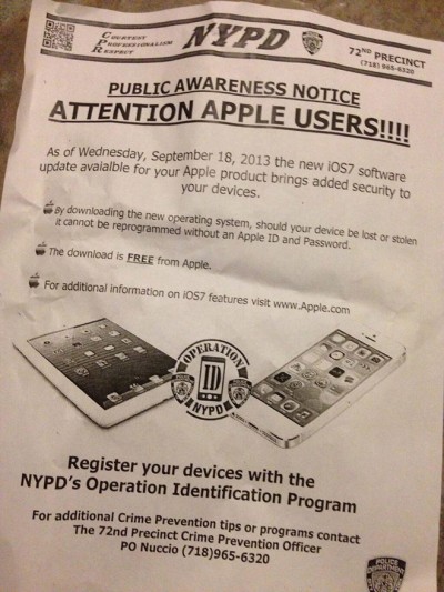 NYPD and Apple iOS7