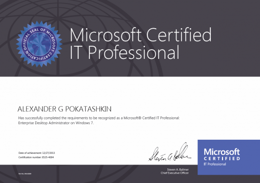 Microsoft Certified IT Professional (MCITP): Enterprise Desktop Administrator on Windows 7