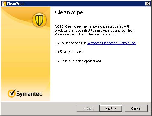 Symantec CleanWipe Removal Tool