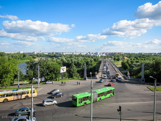 Вид на Днепровский мост с Советской площади, Могилёв