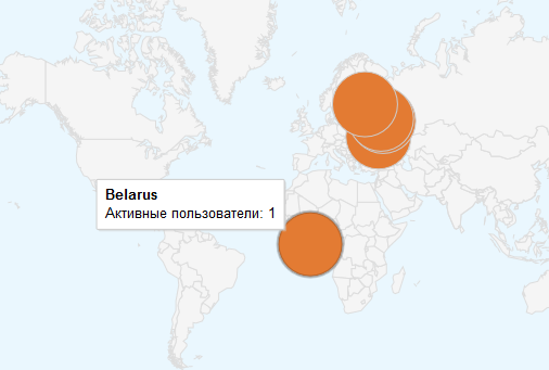 Беларусь на карте Google Analytics