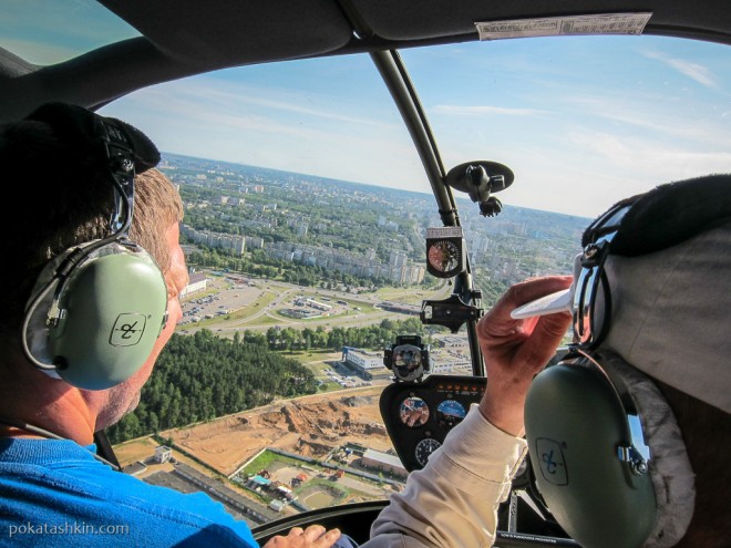 Полёт на вертолёте Robinson R44 над Минском