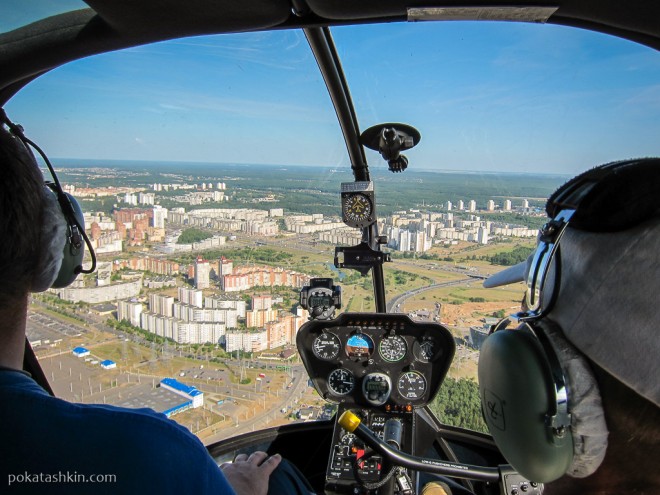 Полёт на вертолёте Robinson R44 над Минском