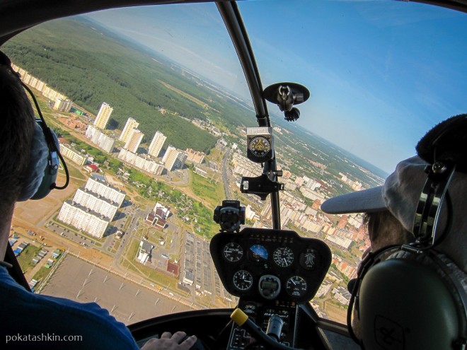 Полёт на вертолёте Robinson R44 над Минском