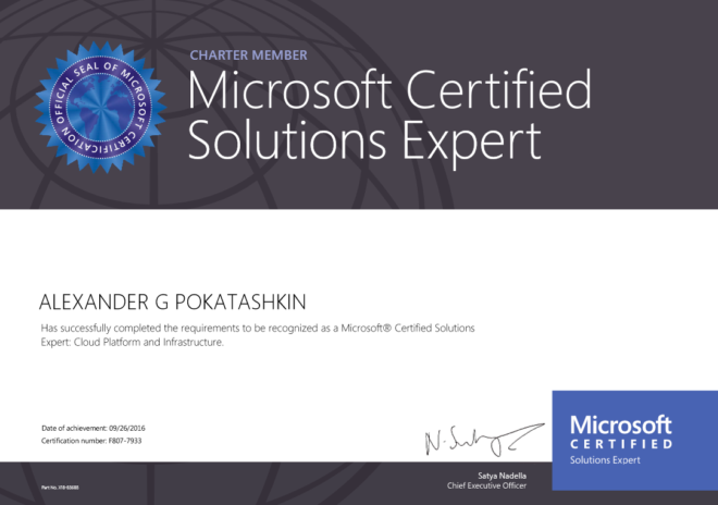 Microsoft Certified Solutions Expert (MCSE): Cloud Platform and Infrastructure