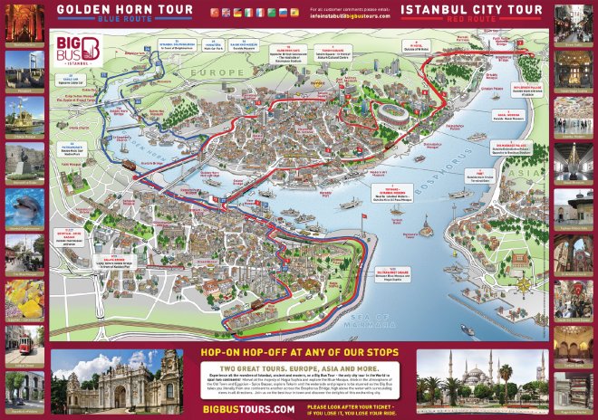 Карта маршрутов Big Bus Istambul 2017-1018
