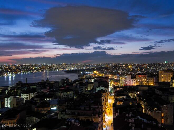 Вечерний Стамбул, вид с Галатской башни